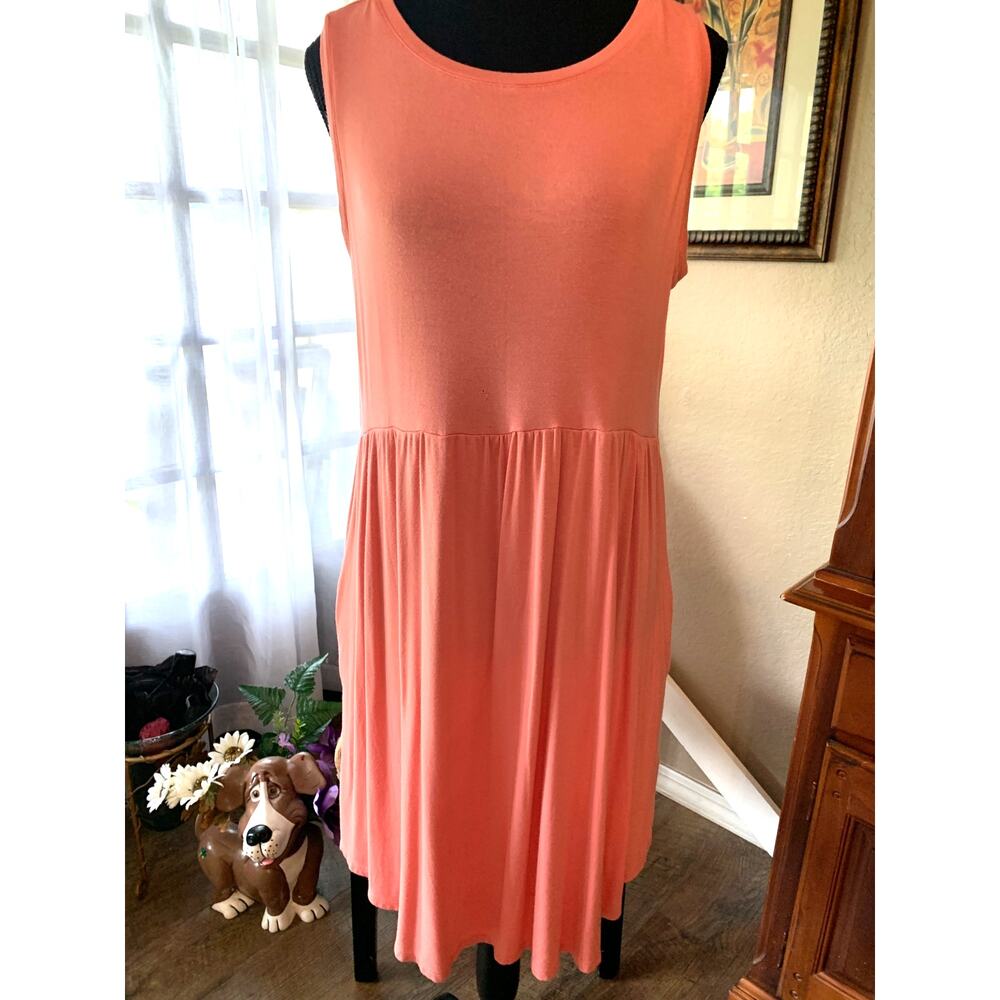 MAURICES 24/7 CORAL SUNDRESS KNIT EMPIRE WAIST PULLOVER SIZE LARGE